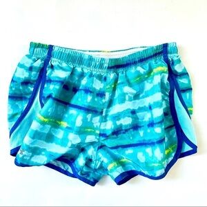 🎯3/$10 Under Armour UA Heat Gear Shorts Semi-Fitted Aqua Blue Green Tie Dye